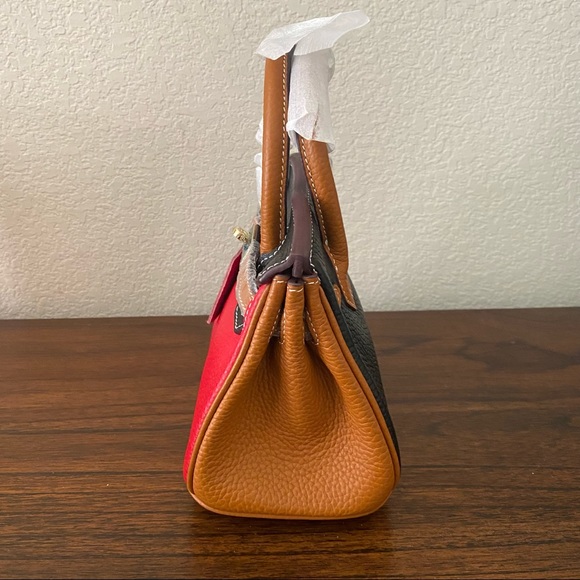 Structured Colorblock Black Gold 20 Lock Key Doctor's Satchel Bag Crossbody B12 - Picture 3 of 10